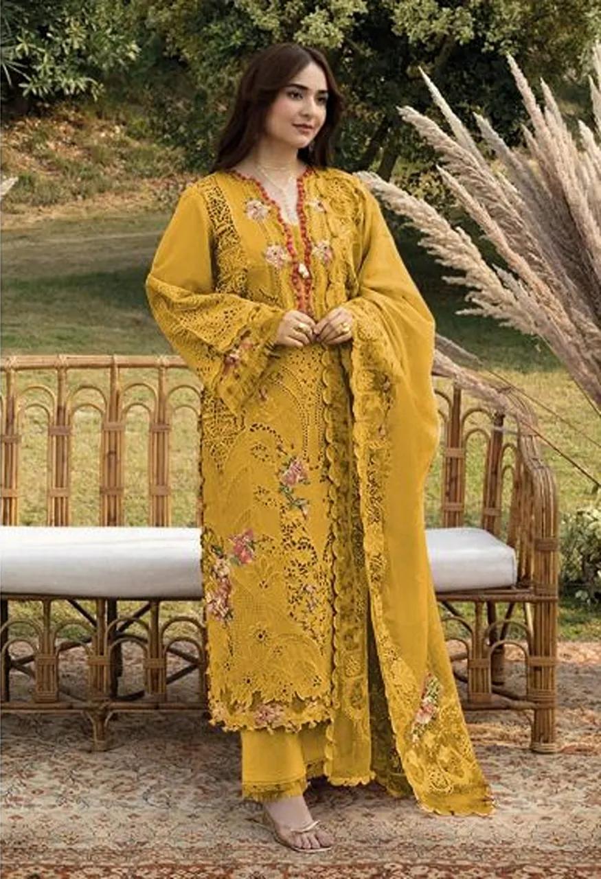 Radhika Azara Elaf Premium Cotton Embroidered Dress Material Collection