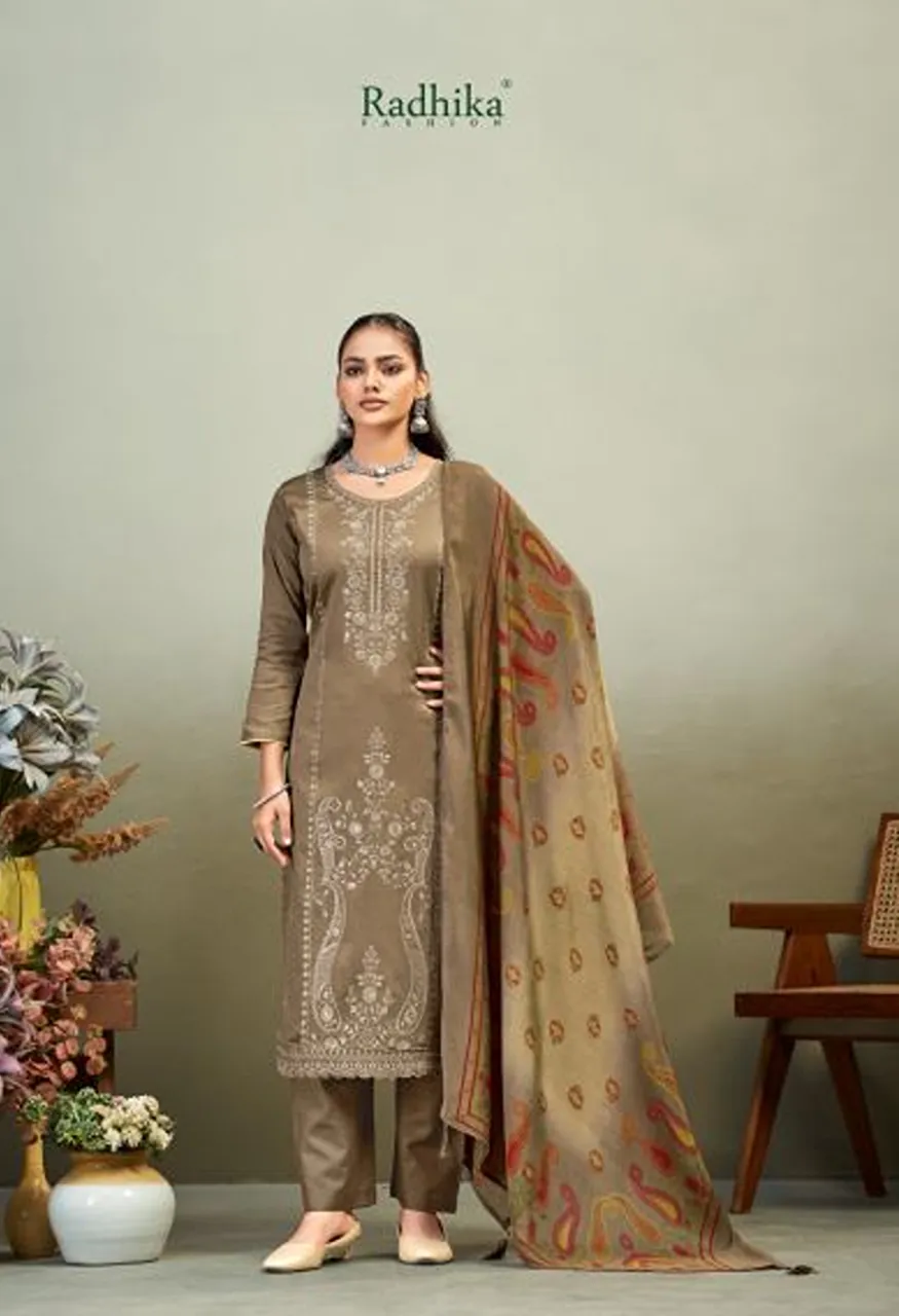 Radhika Azara Zaira Vol 1 Zam Cotton Embroidered Dress Material Collection — Wholesale Salwar Suits, Radhika wholesale from Surat — view 4