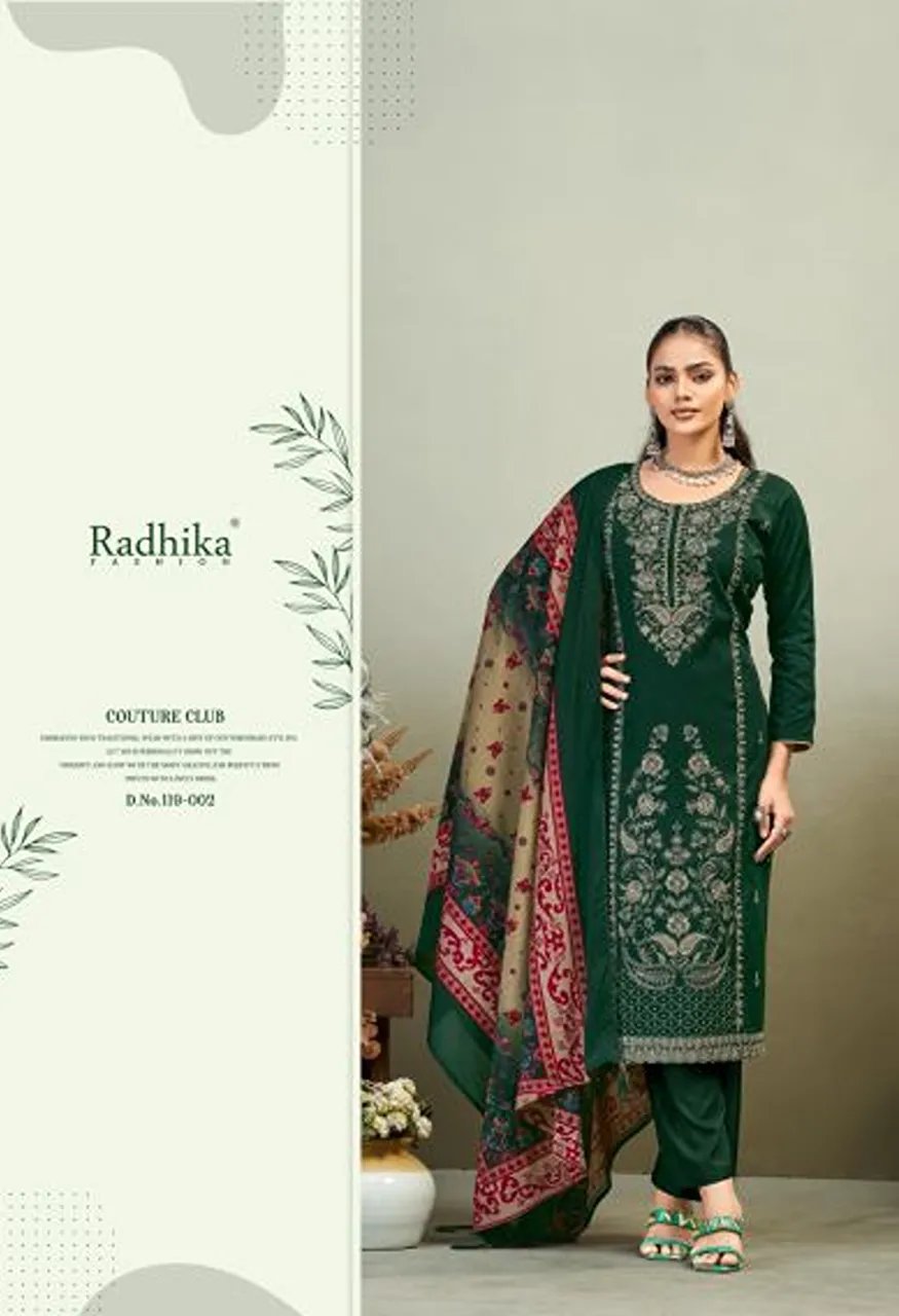 Radhika Azara Zaira Vol 1 Zam Cotton Embroidered Dress Material Collection — Wholesale Salwar Suits, Radhika wholesale from Surat — view 6