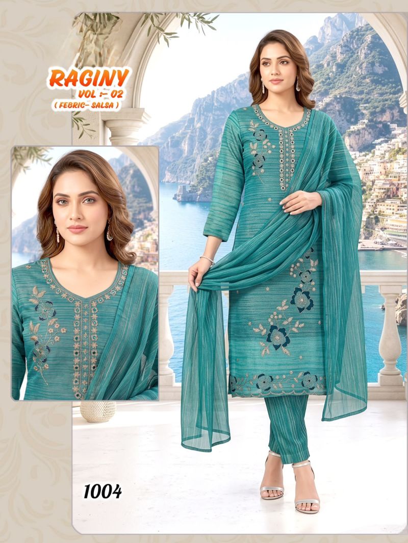 Raginy Vol 2 Heavy Salsa With Handworked Kurti Set Collection — Wholesale Salwar Suits, Vardan Ethnic wholesale from Surat — Photo 4