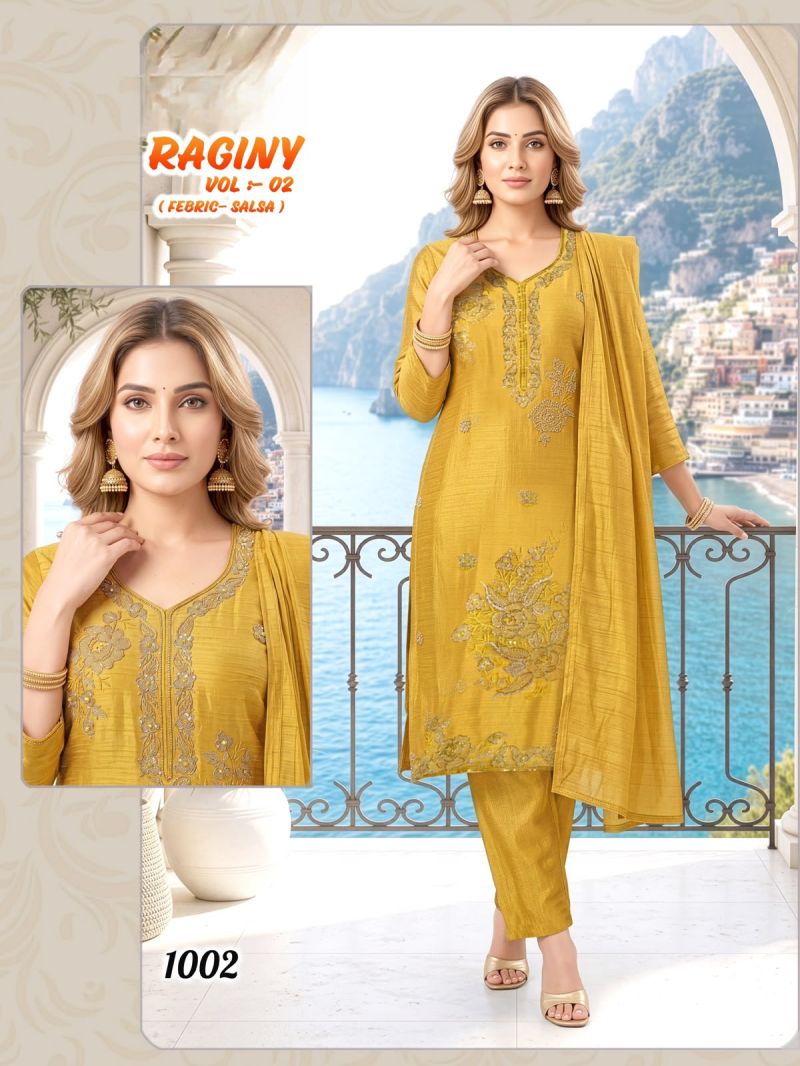 Raginy Vol 2 Heavy Salsa With Handworked Kurti Set Collection — Wholesale Salwar Suits, Vardan Ethnic wholesale from Surat — Photo 2