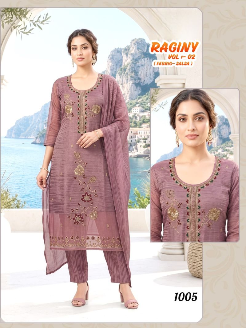 Raginy Vol 2 Heavy Salsa With Handworked Kurti Set Collection — Wholesale Salwar Suits, Vardan Ethnic wholesale from Surat — Photo 7