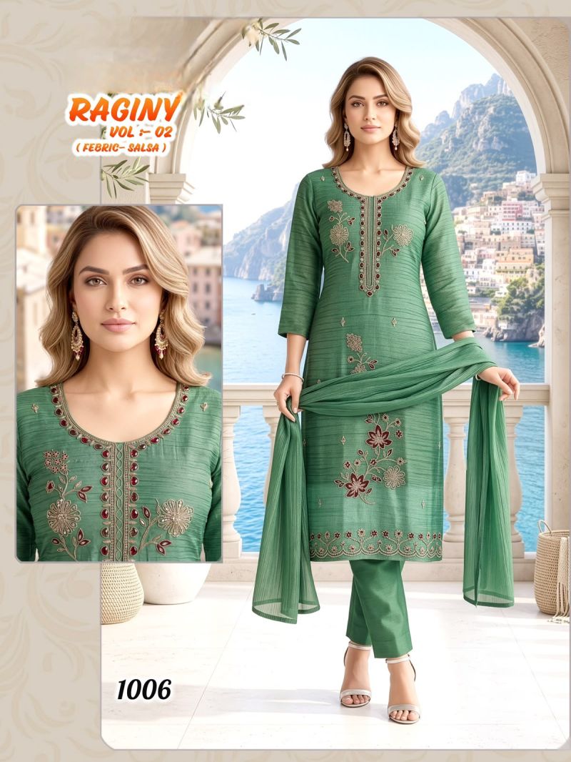 Raginy Vol 2 Heavy Salsa With Handworked Kurti Set Collection — Wholesale Salwar Suits, Vardan Ethnic wholesale from Surat — Photo 6