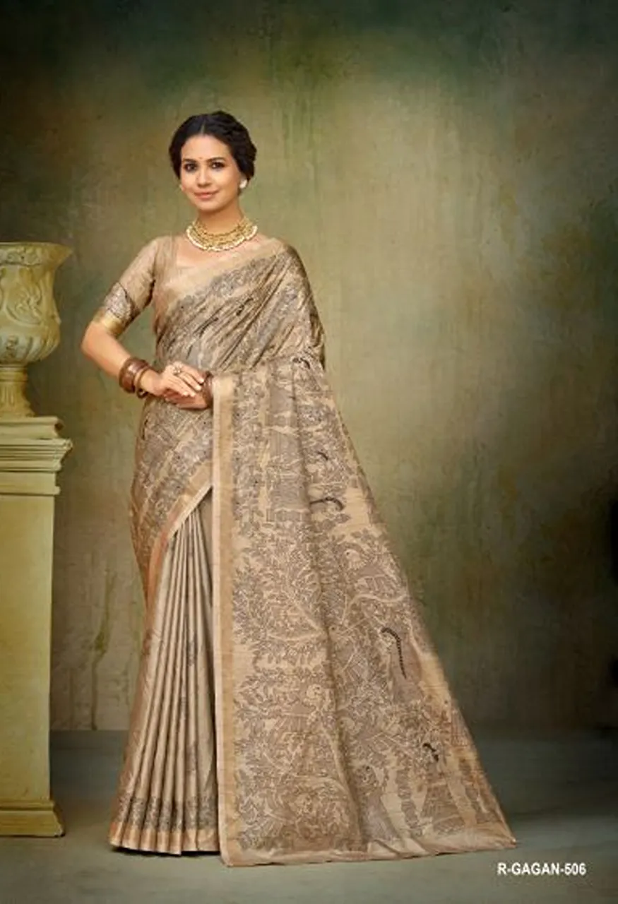 Rajguru Gagan Soft Tussar Silk Digital Printed Saree Collection — Festival Sarees, Rajguru wholesale from Surat — view 7