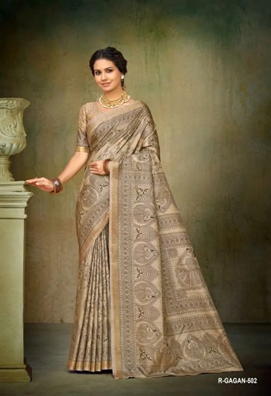 Rajguru Gagan Soft Tussar Silk Digital Printed Saree Collection — Festival Sarees, Rajguru wholesale from Surat — view 6