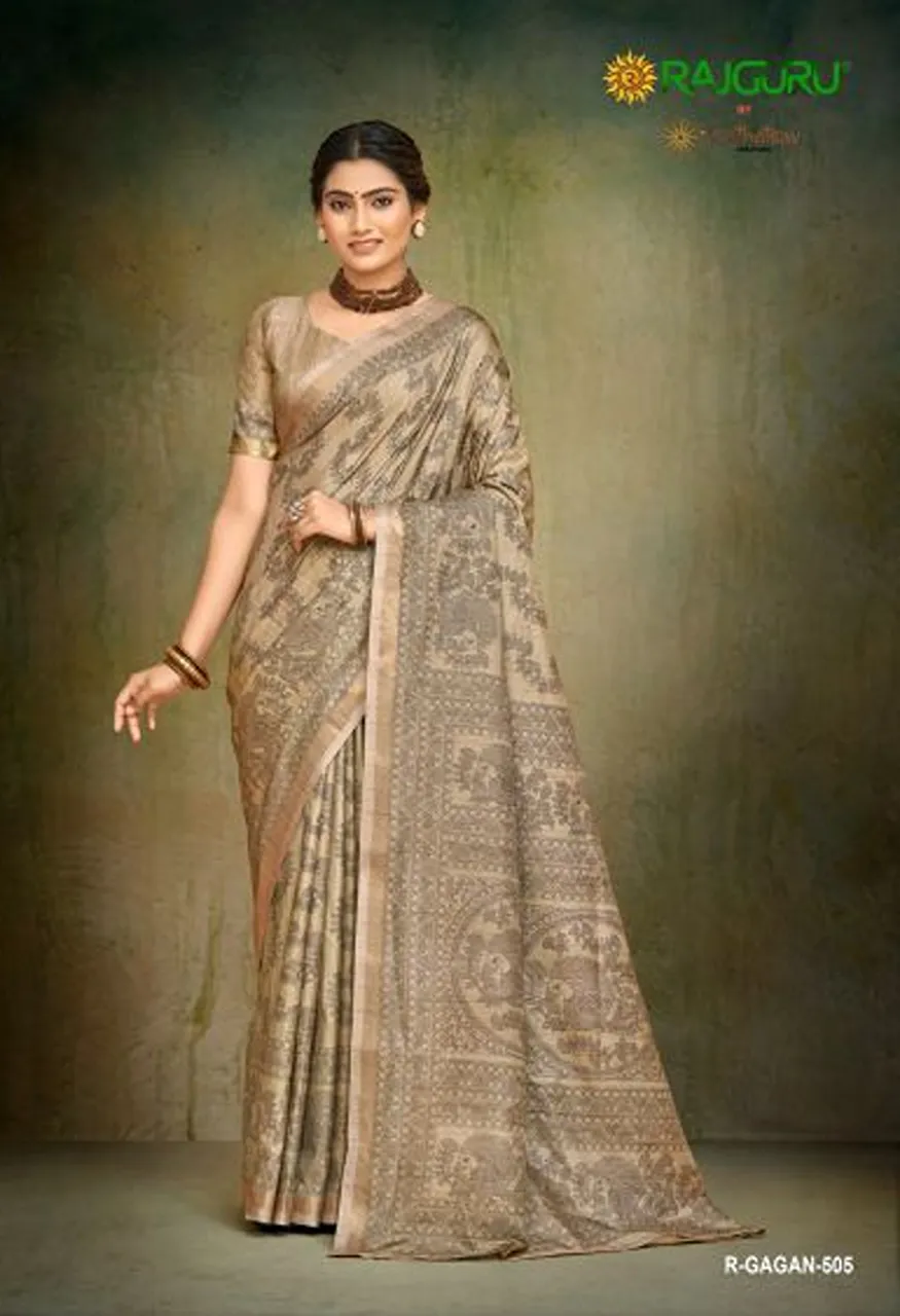 Rajguru Gagan Soft Tussar Silk Digital Printed Saree Collection — Festival Sarees, Rajguru wholesale from Surat — view 3
