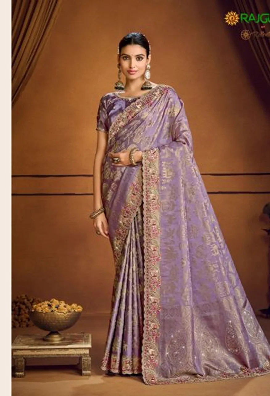 Rajguru Kalpi Zari Tissue Silk Embroidered Designer Saree Collection — Wholesale Sarees, Rajguru wholesale from Surat — view 2