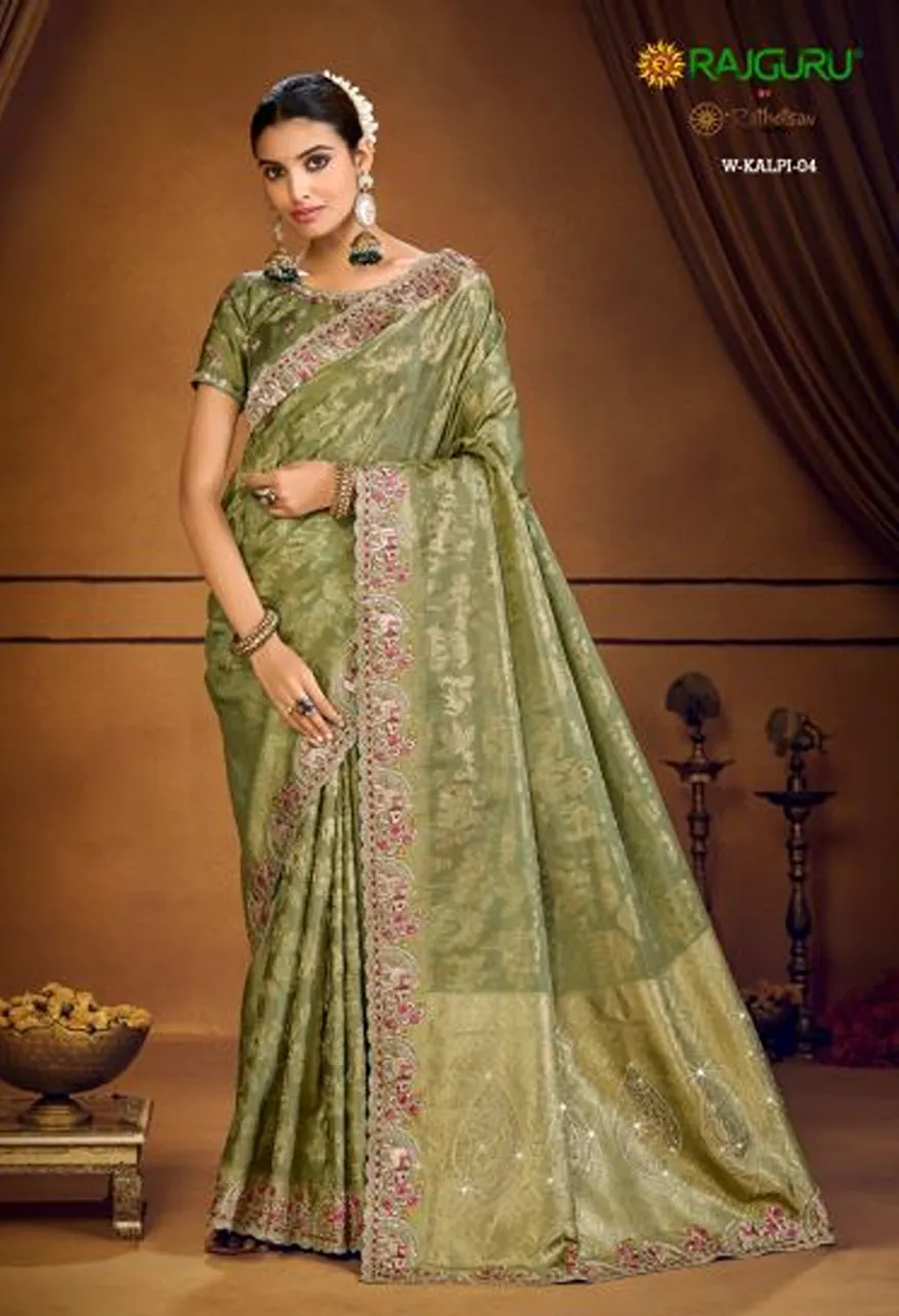 Rajguru Kalpi Zari Tissue Silk Embroidered Designer Saree Collection