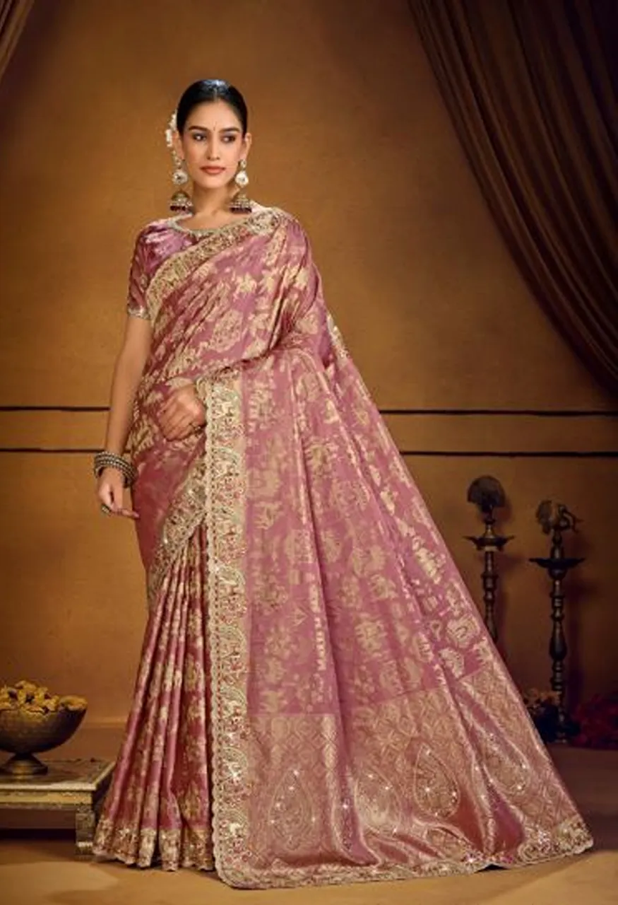 Rajguru Kalpi Zari Tissue Silk Embroidered Designer Saree Collection — Wholesale Sarees, Rajguru wholesale from Surat — view 4