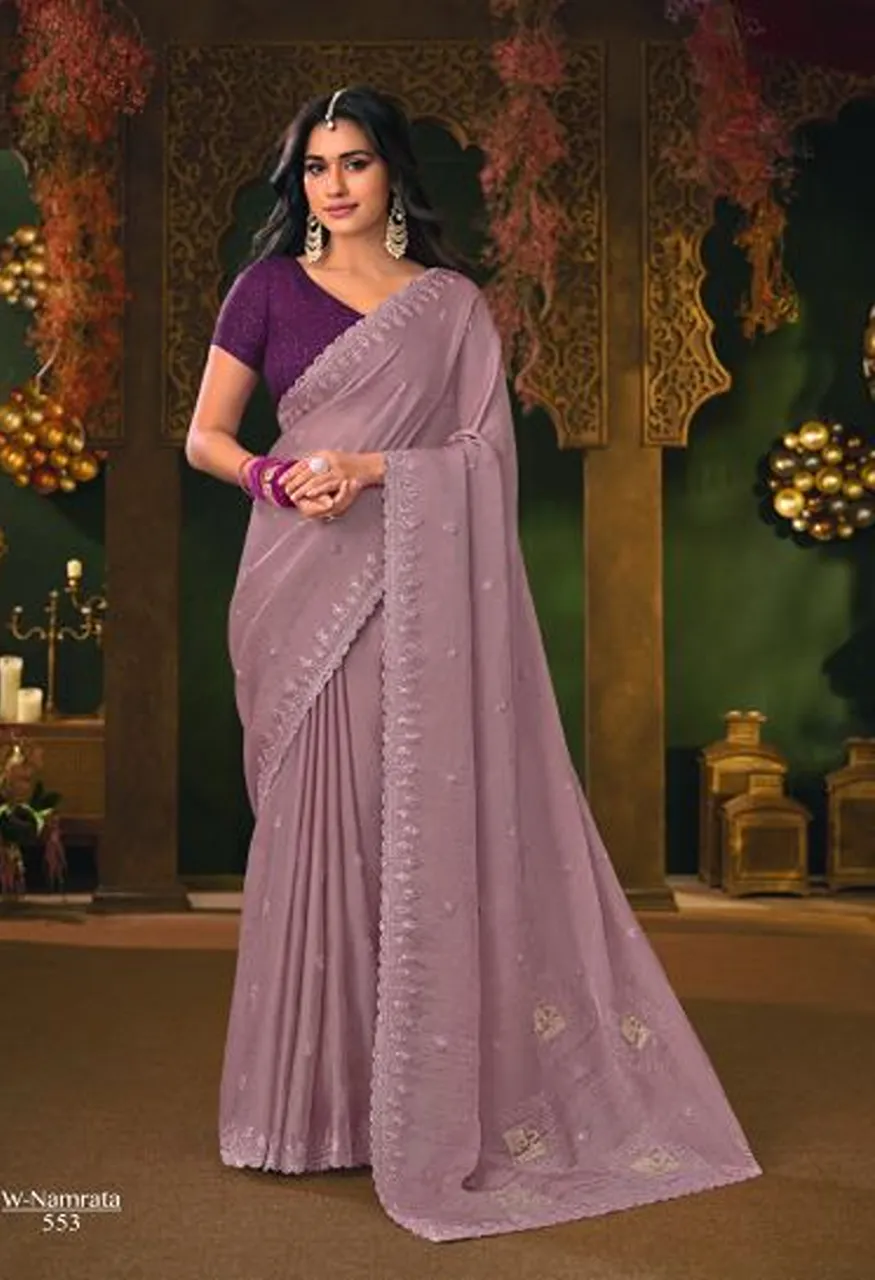 Rajguru Namrata Vol 3 Wholesale Silk Chiffon Embroidered Designer Saree Collection