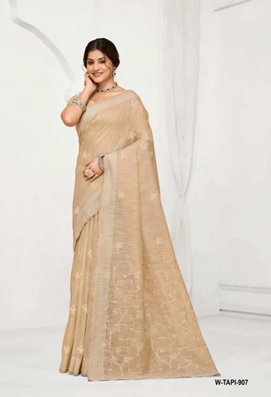 Rajguru Tapi Semi Cotton Thread Work Saree Catalog — Festival Sarees, Rajguru wholesale from Surat — Photo 2