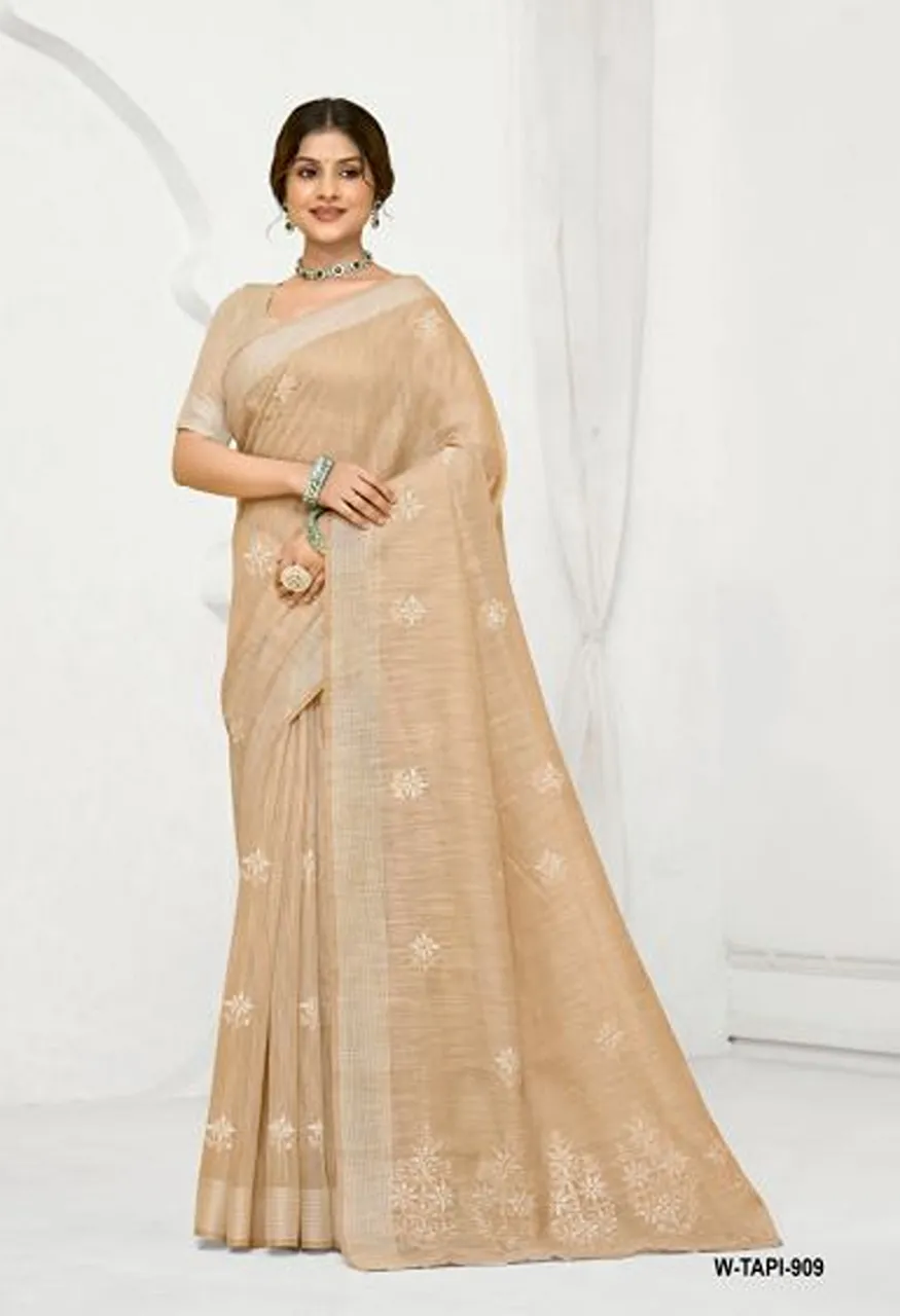 Rajguru Tapi Semi Cotton Thread Work Saree Catalog — Festival Sarees, Rajguru wholesale from Surat — Photo 10
