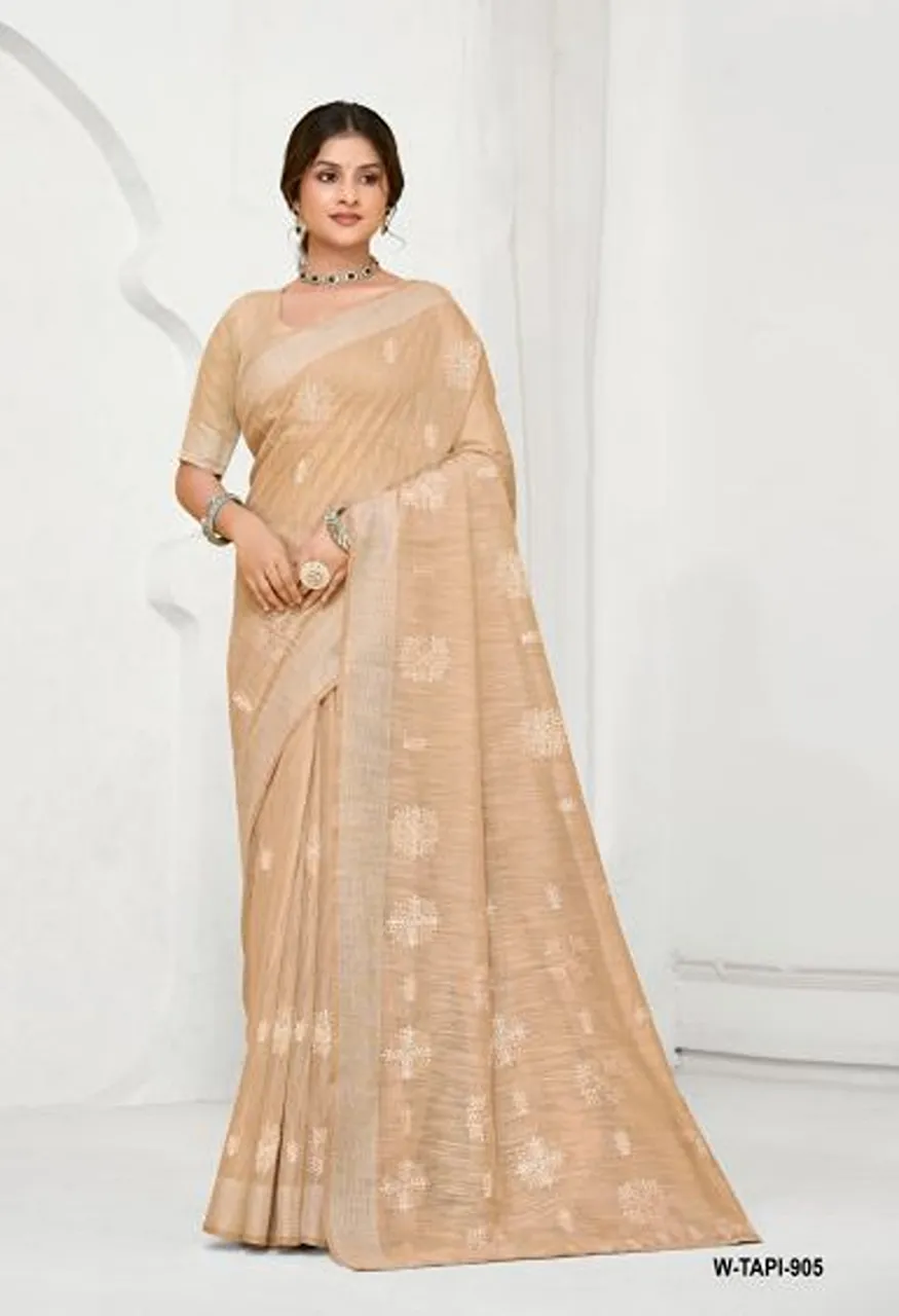 Rajguru Tapi Semi Cotton Thread Work Saree Catalog — Festival Sarees, Rajguru wholesale from Surat — Photo 6