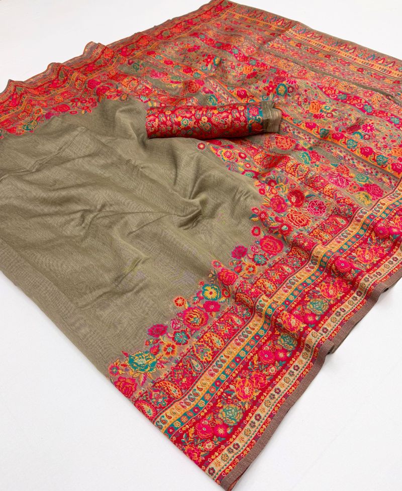Rajtex Pure Kashmiri Vol 5 Pashmina Handloom Weaving Saree Collection — Designer Partywear Sarees, rajtex wholesale from Surat — Photo 6
