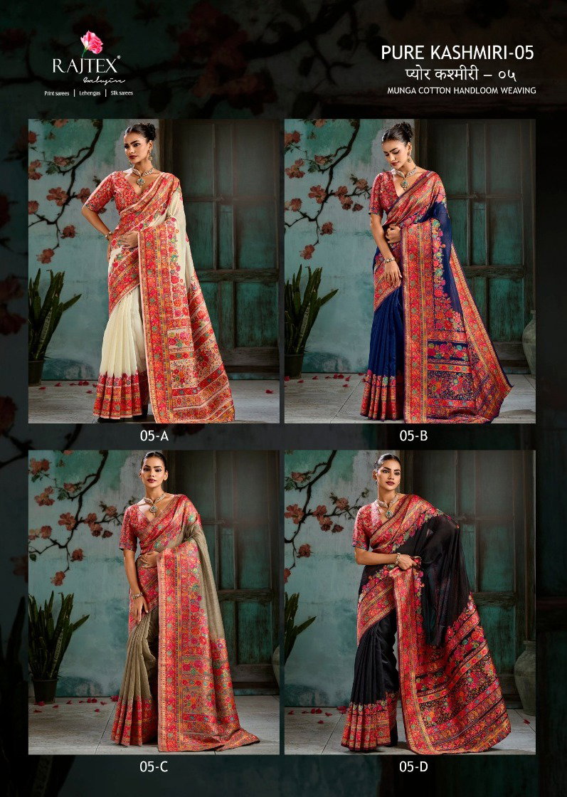 Rajtex Pure Kashmiri Vol 5 Pashmina Handloom Weaving Saree Collection — Designer Partywear Sarees, rajtex wholesale from Surat — Photo 5