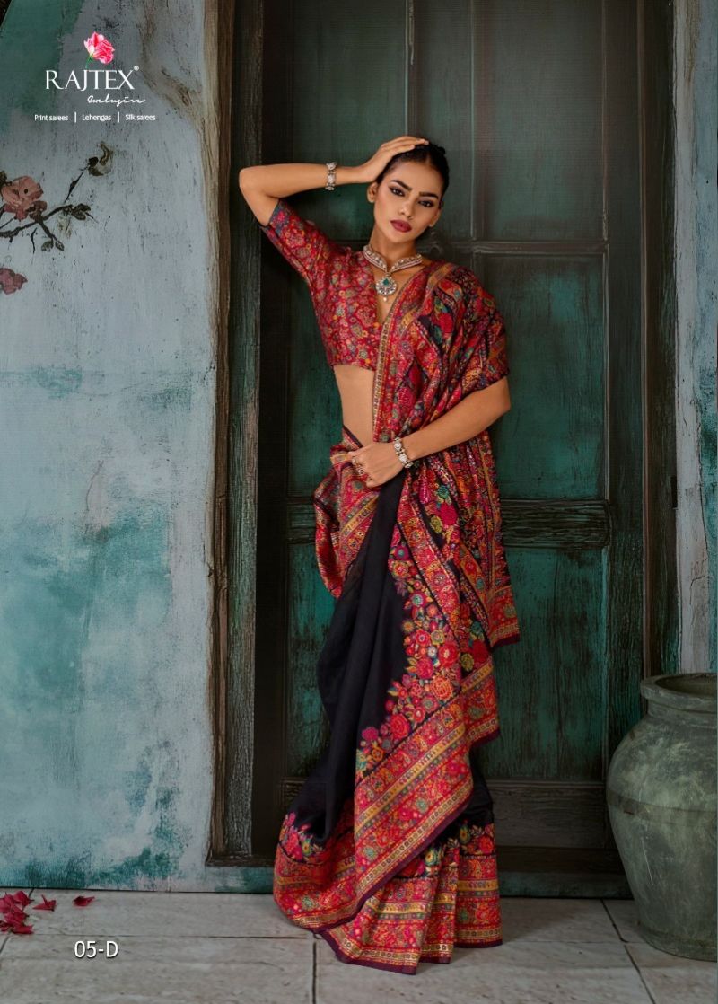 Rajtex Pure Kashmiri Vol 5 Pashmina Handloom Weaving Saree Collection — Designer Partywear Sarees, rajtex wholesale from Surat — Photo 2