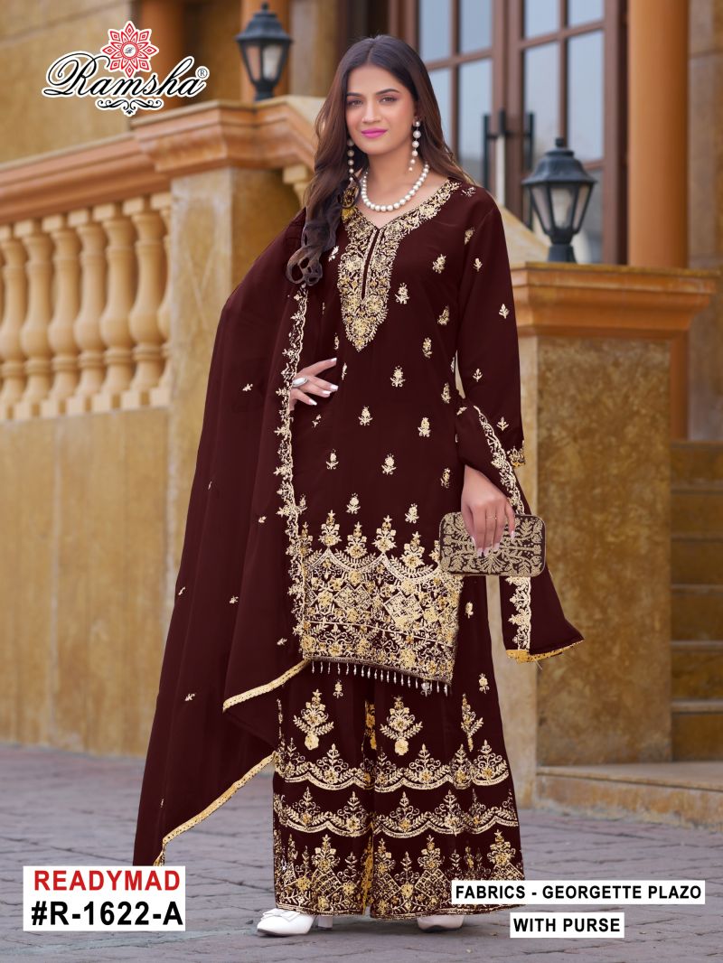Ramsha R 1622 A To D Georgette Embroidered Salwar Kameez Collection — Wholesale Salwar Suits, Ramsha wholesale from Surat — view 5