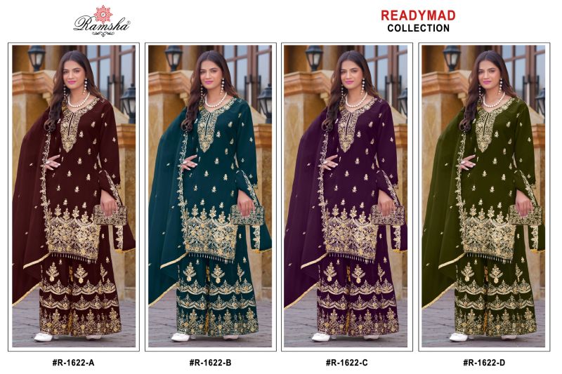 Ramsha R 1622 A To D Georgette Embroidered Salwar Kameez Collection — Wholesale Salwar Suits, Ramsha wholesale from Surat — view 3