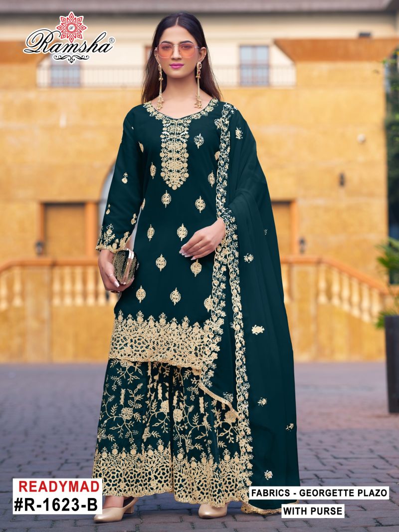Ramsha R 1623 A To D Georgette Embroidered Salwar Kameez Collection — Wholesale Salwar Suits, Ramsha wholesale from Surat — Photo 3