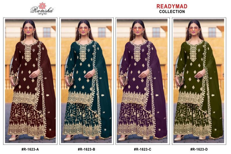 Ramsha R 1623 A To D Georgette Embroidered Salwar Kameez Collection — Wholesale Salwar Suits, Ramsha wholesale from Surat — Photo 4