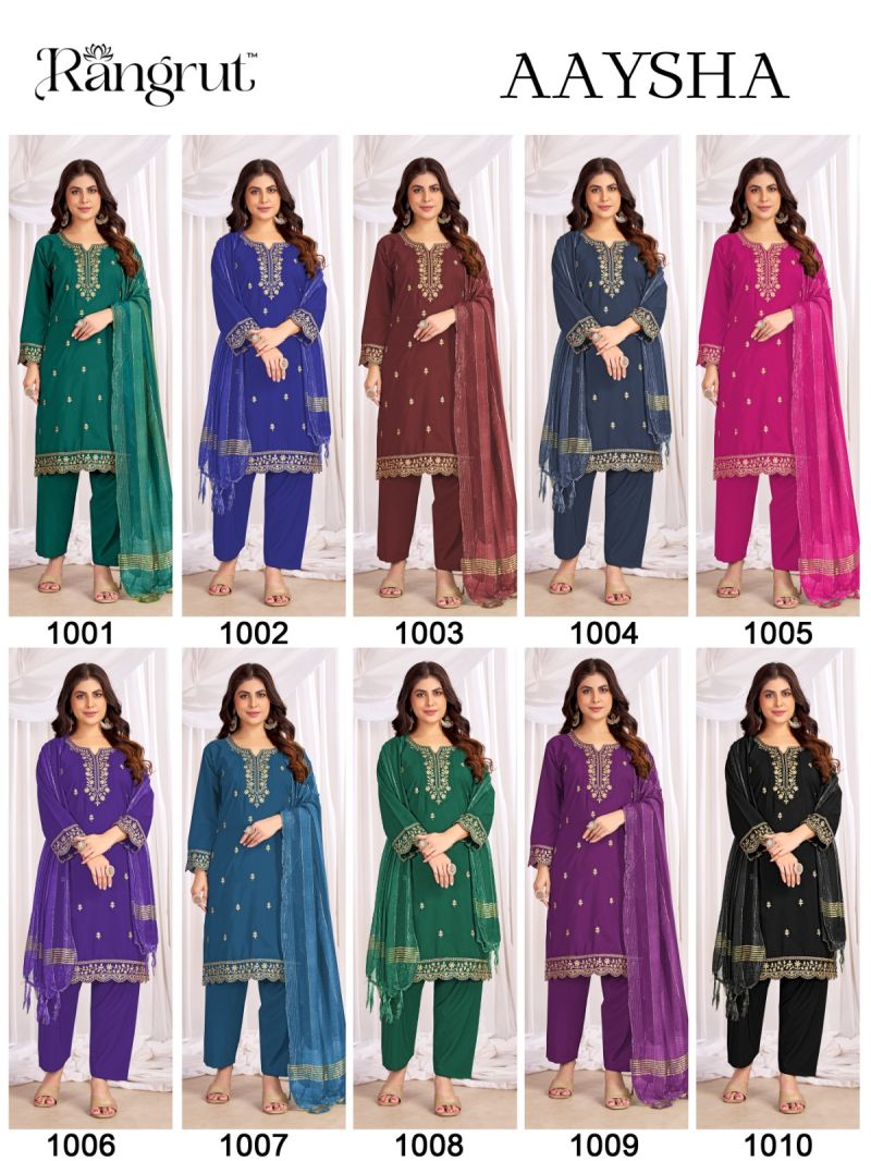 Rangrut Aaysha Malai Crep Sequence Embroidered Salwar Kameez Collection — Wholesale Salwar Suits, Banwery wholesale from Surat — view 10