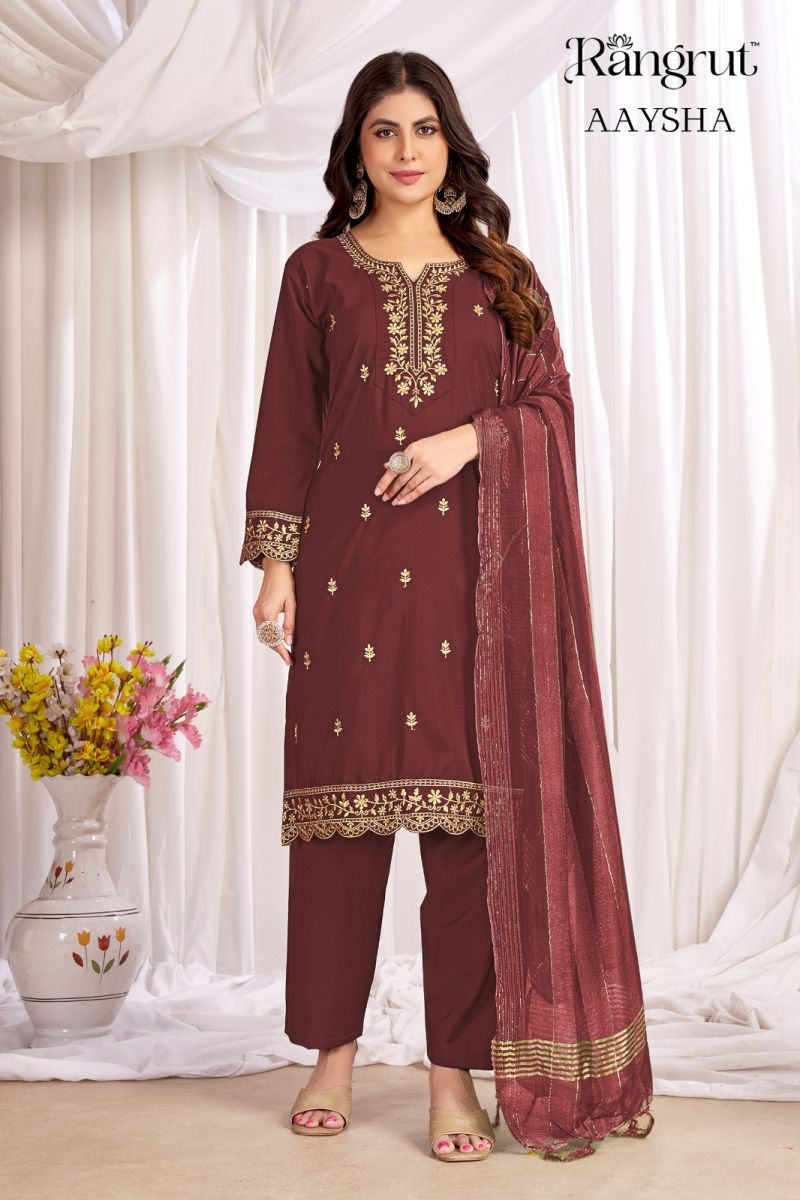 Rangrut Aaysha Malai Crep Sequence Embroidered Salwar Kameez Collection — Wholesale Salwar Suits, Banwery wholesale from Surat — view 9
