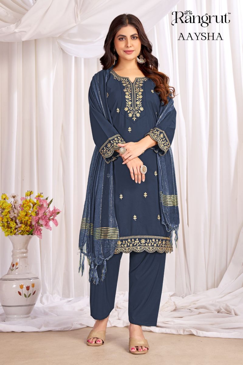Rangrut Aaysha Malai Crep Sequence Embroidered Salwar Kameez Collection — Wholesale Salwar Suits, Banwery wholesale from Surat — view 3
