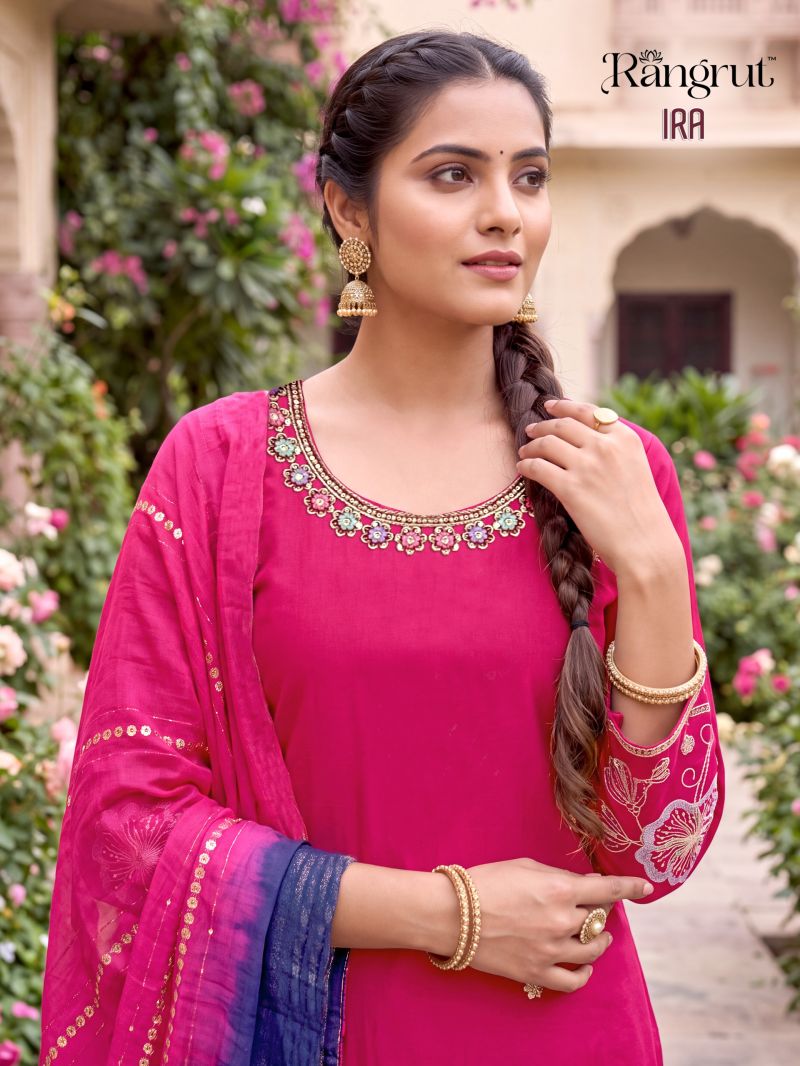 Rangrut Ira Roman Silk Sequence Embroidered Salwar Kameez Collection — Wholesale Salwar Suits, Banwery wholesale from Surat — view 7