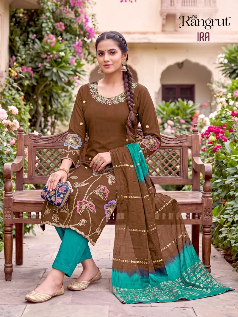 Rangrut Ira Roman Silk Sequence Embroidered Salwar Kameez Collection — Wholesale Salwar Suits, Banwery wholesale from Surat — view 6