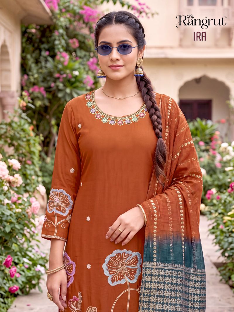 Rangrut Ira Roman Silk Sequence Embroidered Salwar Kameez Collection — Wholesale Salwar Suits, Banwery wholesale from Surat — view 5