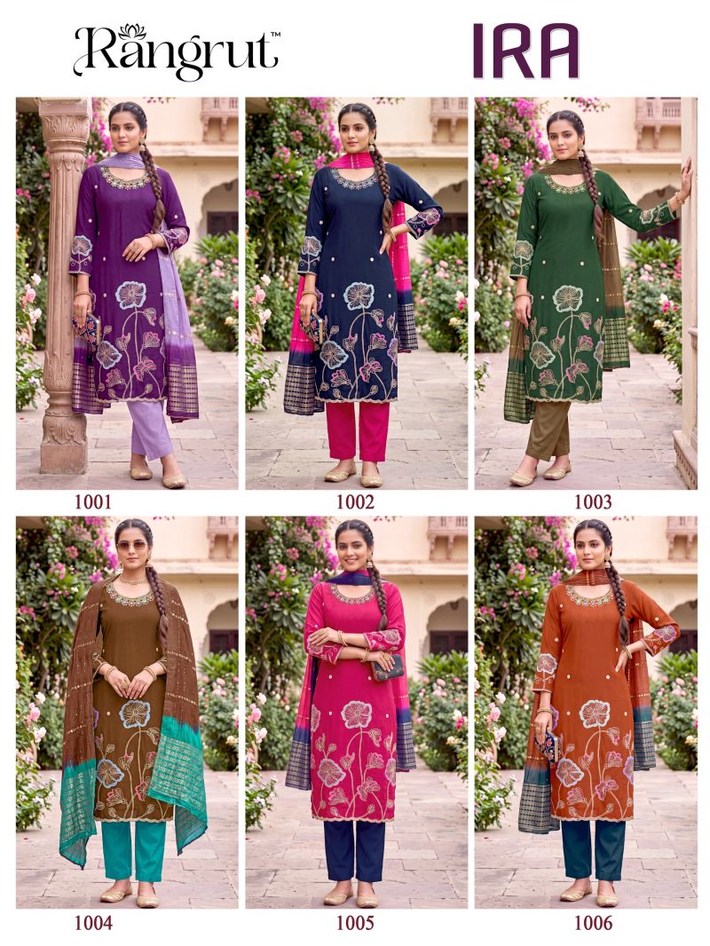 Rangrut Ira Roman Silk Sequence Embroidered Salwar Kameez Collection — Wholesale Salwar Suits, Banwery wholesale from Surat — view 4