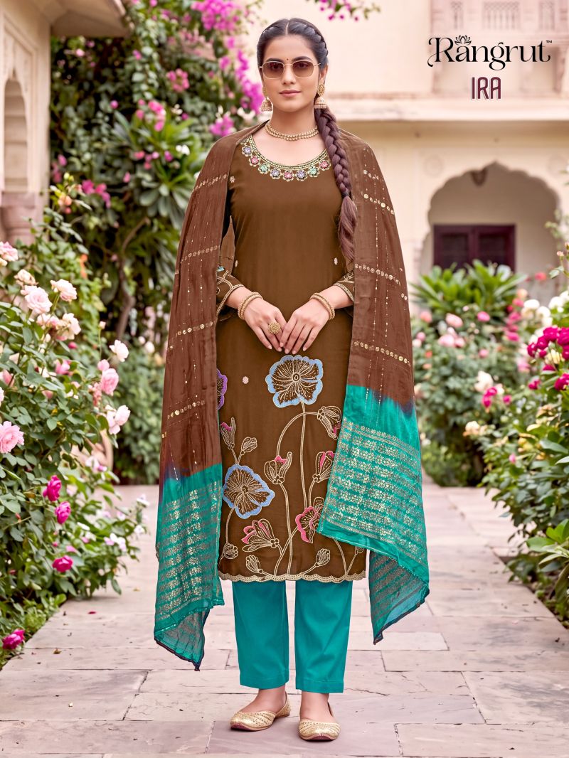 Rangrut Ira Roman Silk Sequence Embroidered Salwar Kameez Collection — Wholesale Salwar Suits, Banwery wholesale from Surat — view 2
