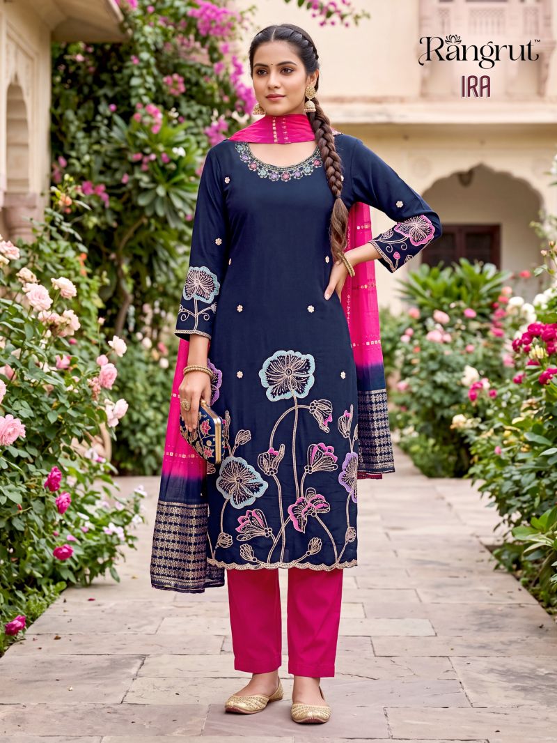 Rangrut Ira Roman Silk Sequence Embroidered Salwar Kameez Collection — Wholesale Salwar Suits, Banwery wholesale from Surat — view 12