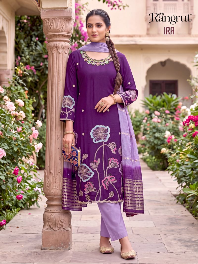 Rangrut Ira Roman Silk Sequence Embroidered Salwar Kameez Collection — Wholesale Salwar Suits, Banwery wholesale from Surat — view 11