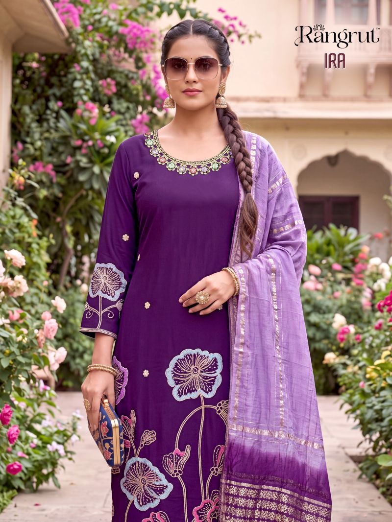 Rangrut Ira Roman Silk Sequence Embroidered Salwar Kameez Collection — Wholesale Salwar Suits, Banwery wholesale from Surat — view 10