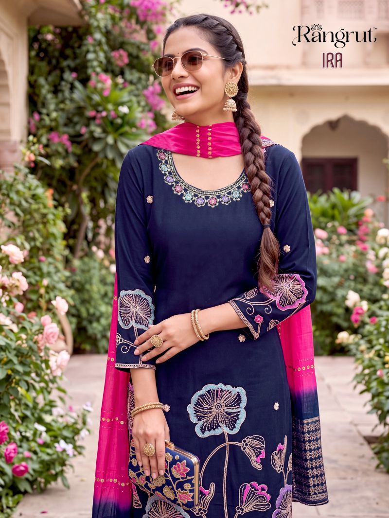 Rangrut Ira Roman Silk Sequence Embroidered Salwar Kameez Collection — Wholesale Salwar Suits, Banwery wholesale from Surat — view 9