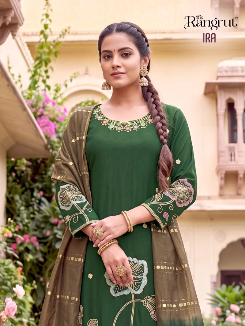 Rangrut Ira Roman Silk Sequence Embroidered Salwar Kameez Collection — Wholesale Salwar Suits, Banwery wholesale from Surat — view 8