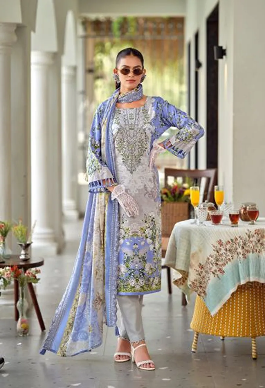 Riaz Arts Bin Saeed Premium Cotton Lawn Embroidered Dress Material Catalog — Wholesale Dress Material, Mumtaz Arts wholesale from Surat — view 9