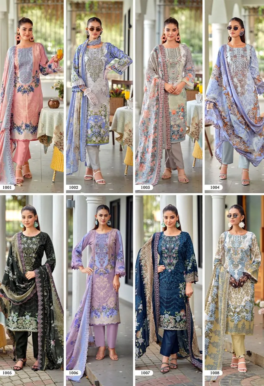 Riaz Arts Bin Saeed Premium Cotton Lawn Embroidered Dress Material Catalog — Wholesale Dress Material, Mumtaz Arts wholesale from Surat — view 8