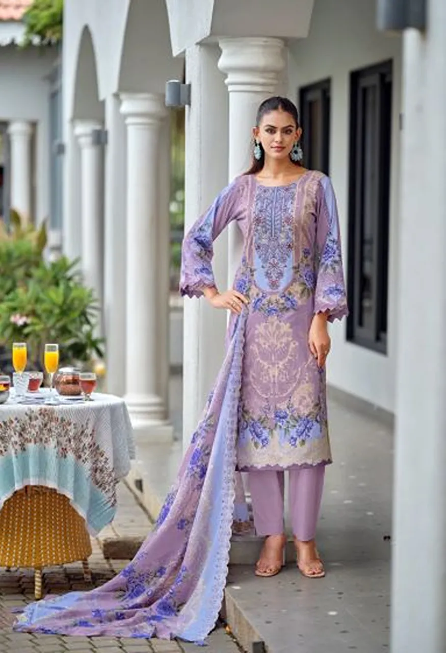 Riaz Arts Bin Saeed Premium Cotton Lawn Embroidered Dress Material Catalog — Wholesale Dress Material, Mumtaz Arts wholesale from Surat — view 5