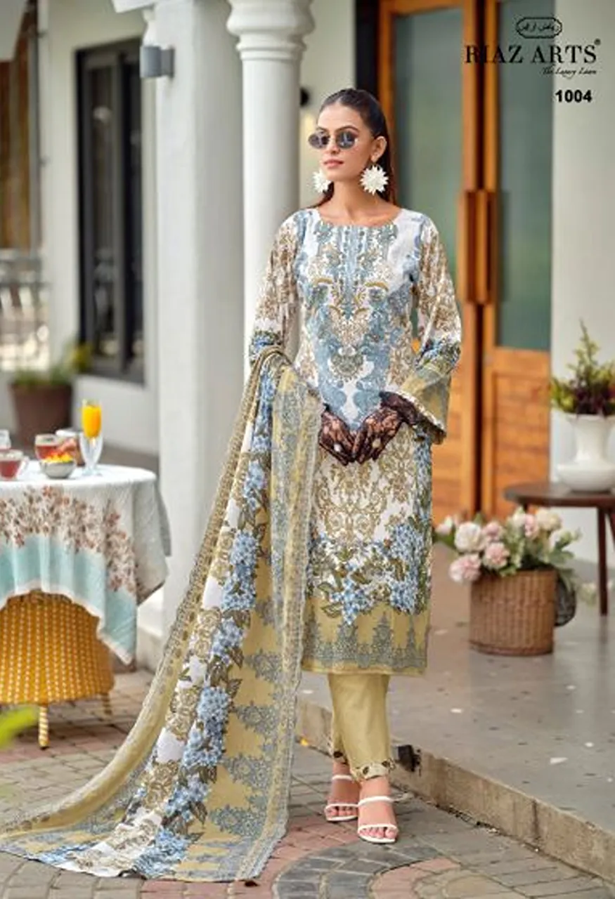 Riaz Arts Bin Saeed Premium Cotton Lawn Embroidered Dress Material Catalog — Wholesale Dress Material, Mumtaz Arts wholesale from Surat — view 6
