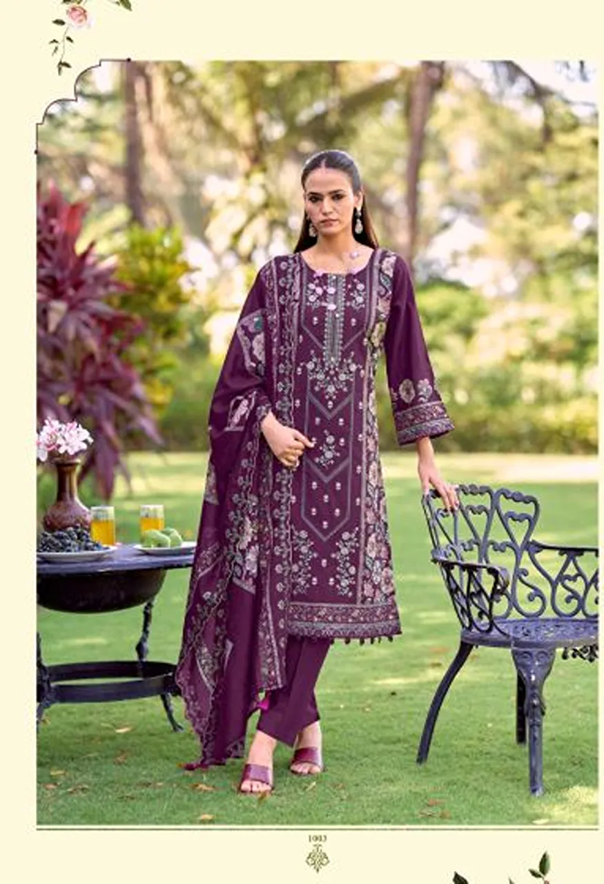 Riaz Arts Bin Saeed Vol 18 Cotton Cambric Lawn Printed Dress Material — Wholesale Salwar Suits, Mumtaz Arts wholesale from Surat — view 3