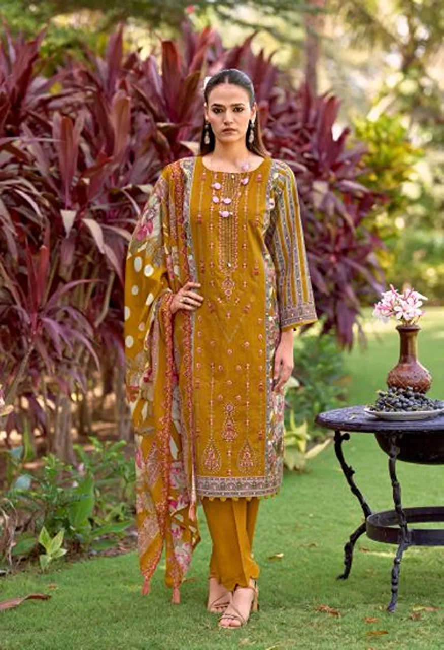 Riaz Arts Bin Saeed Vol 18 Cotton Cambric Lawn Printed Dress Material — Wholesale Salwar Suits, Mumtaz Arts wholesale from Surat — view 2