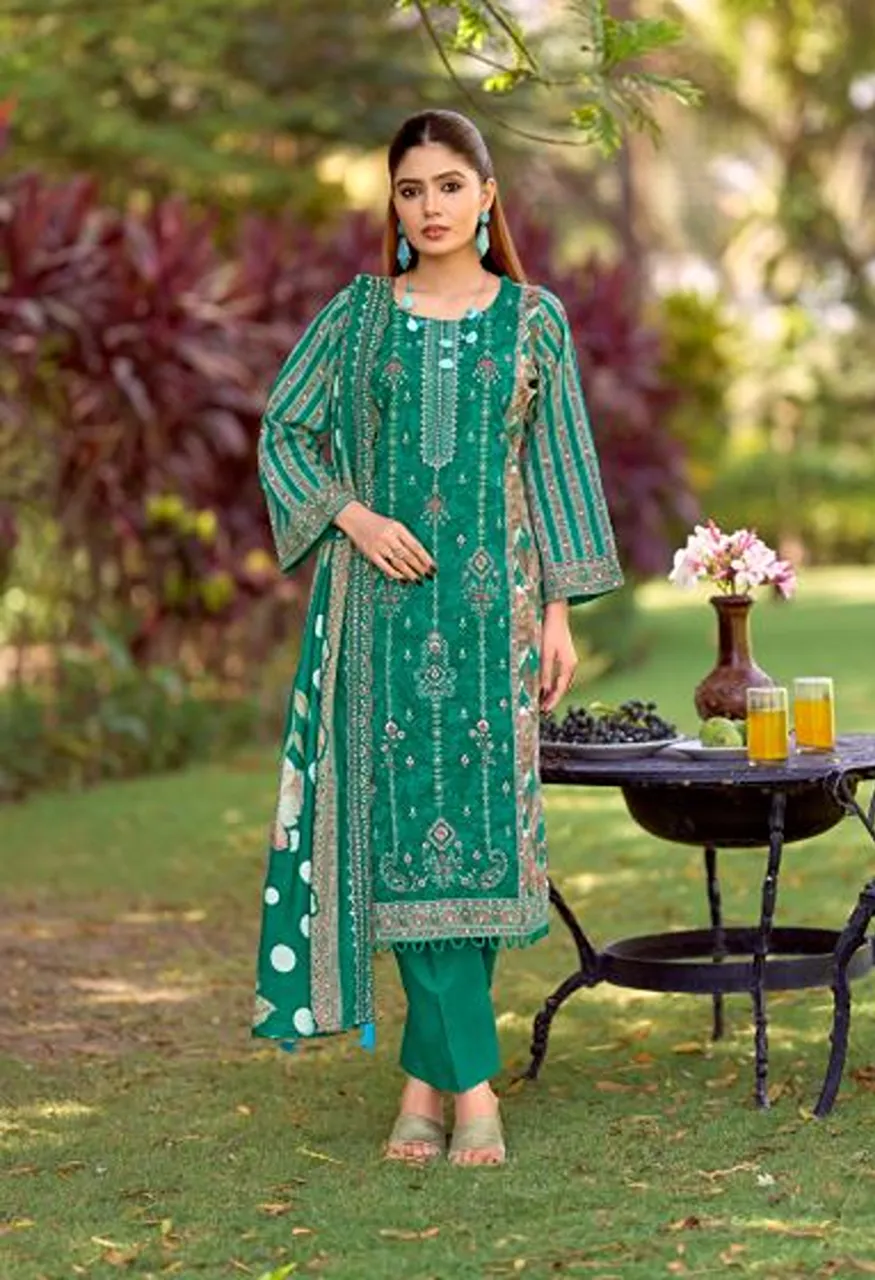 Riaz Arts Bin Saeed Vol 18 Cotton Cambric Lawn Printed Dress Material — Wholesale Salwar Suits, Mumtaz Arts wholesale from Surat — view 6