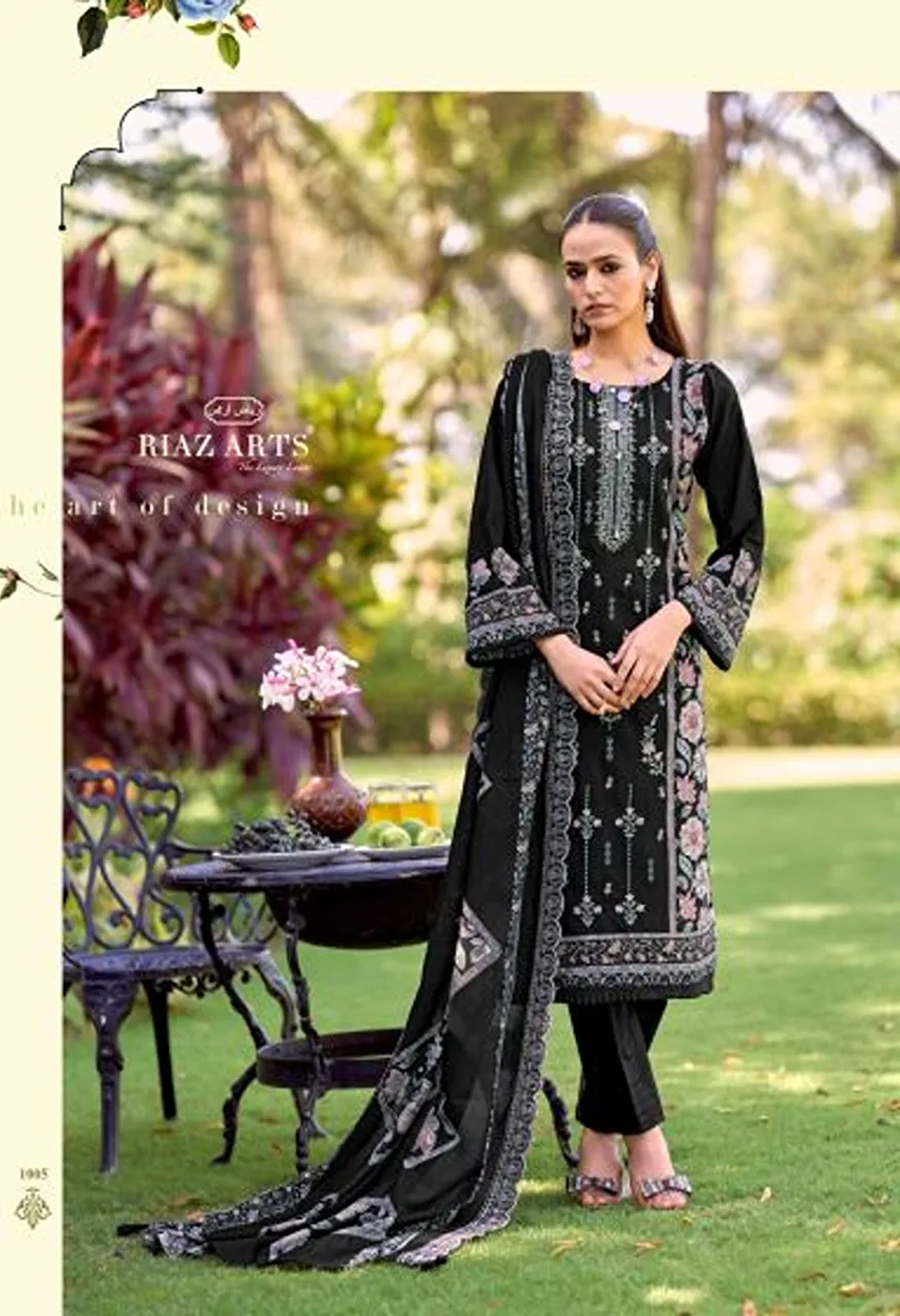 Riaz Arts Bin Saeed Vol 18 Cotton Cambric Lawn Printed Dress Material — Wholesale Salwar Suits, Mumtaz Arts wholesale from Surat — view 4