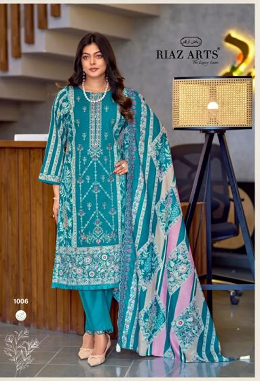 Riaz Arts Zeenat Lawn Cotton Embroidered Dress Material Collection — Wholesale Salwar Suits, Mumtaz Arts wholesale from Surat — Photo 3