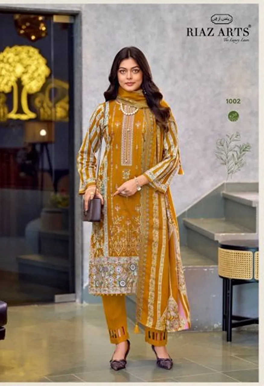 Riaz Arts Zeenat Lawn Cotton Embroidered Dress Material Collection