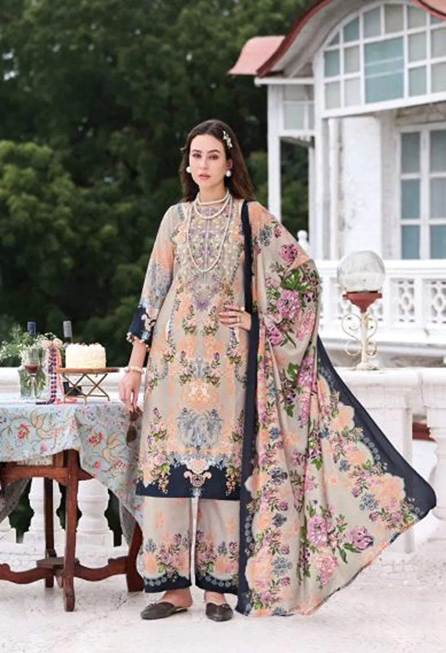 Romani Mahira Vol 11 Cotton Self Embroidered Dress Material