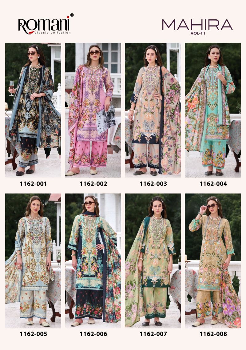 Romani Mahira Vol 11 Cotton Self Embroidered Dress Material — Wholesale Pakistani Suits, Romani wholesale from Surat — Photo 11