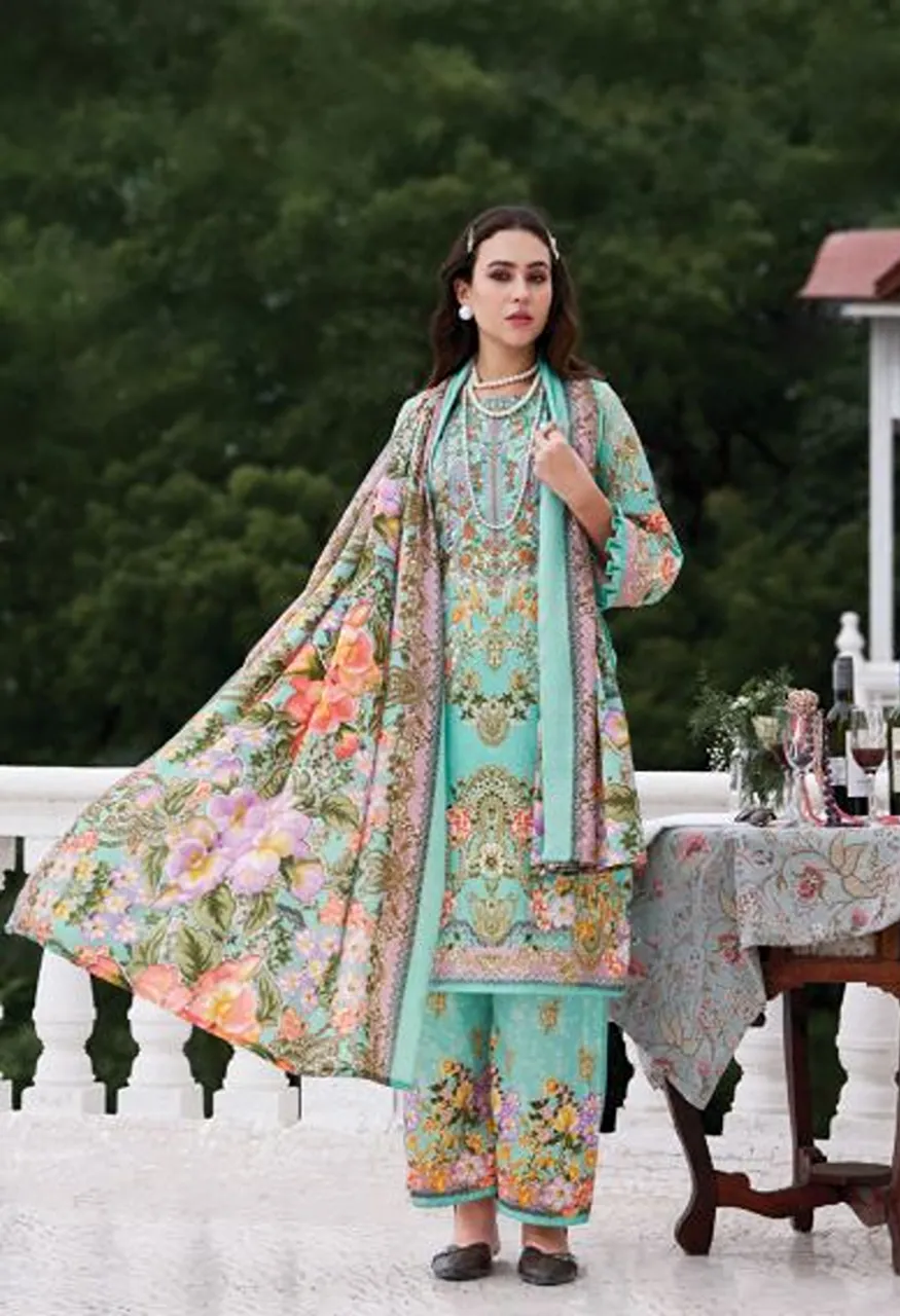 Romani Mahira Vol 11 Cotton Self Embroidered Dress Material — Wholesale Pakistani Suits, Romani wholesale from Surat — Photo 10